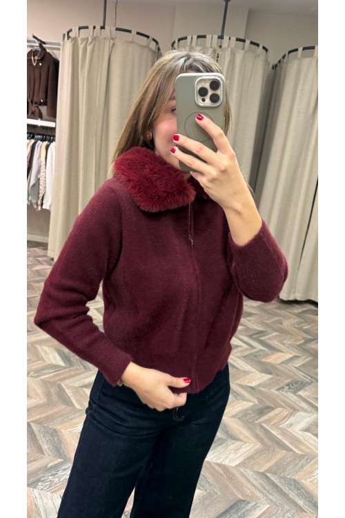 10230-25444 YAKASI KÜRKLÜ FERMUARLI HIRKA