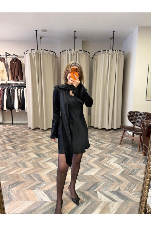 10268-7778 FULARLI SATEN ELBİSE