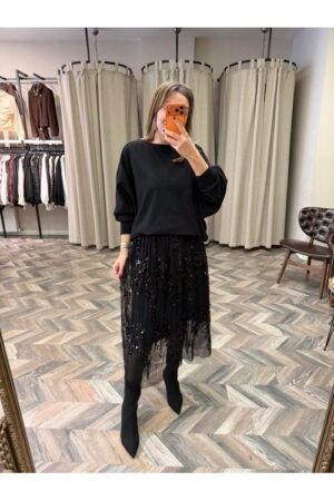 10283-5348 TÜL DETAY ELBİSE