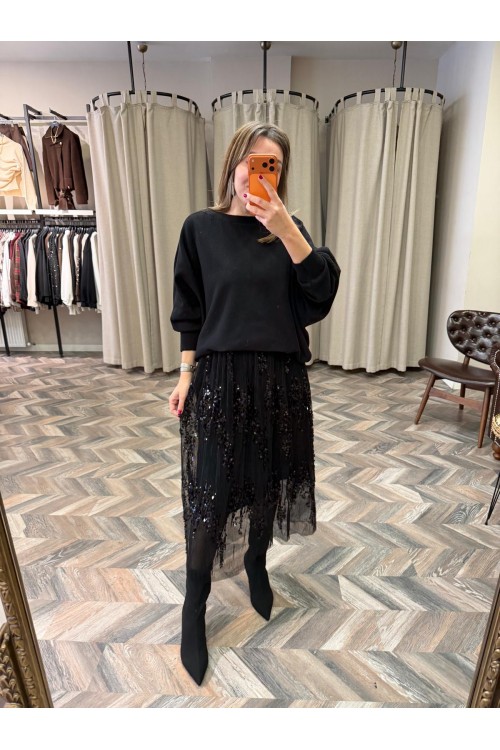 10283-5348 TÜL DETAY ELBİSE