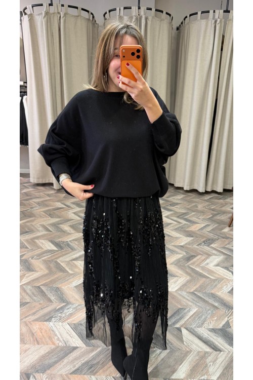 10283-5348 TÜL DETAY ELBİSE