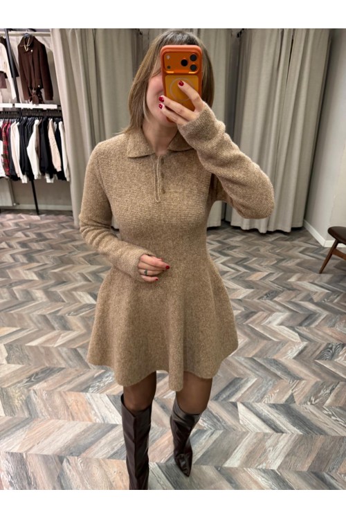 10253-90264 POLO YAKA DÜĞMELİ TRİKO ELBİSE