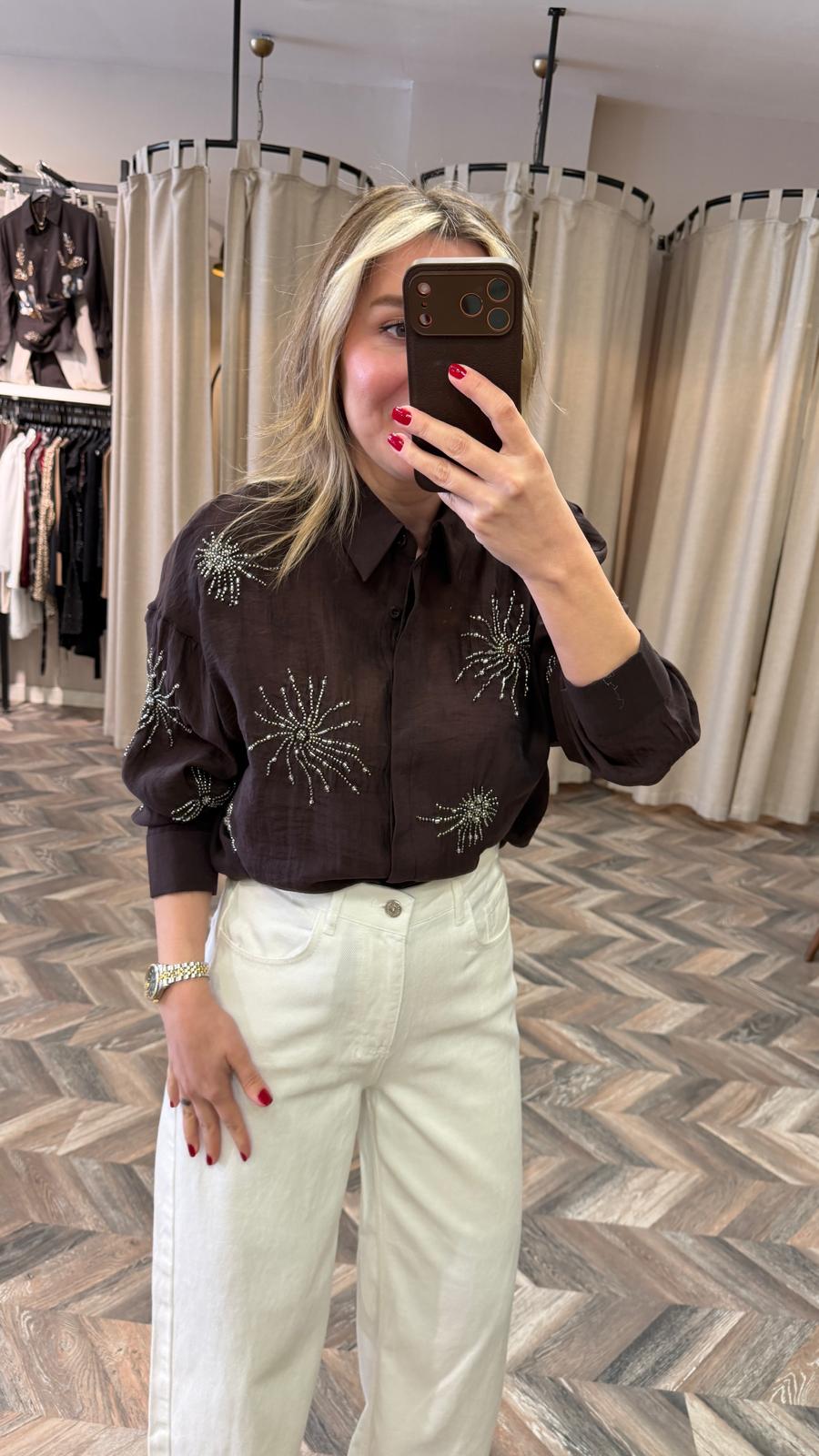 8136-BONCUK İŞLEME GÖMLEK