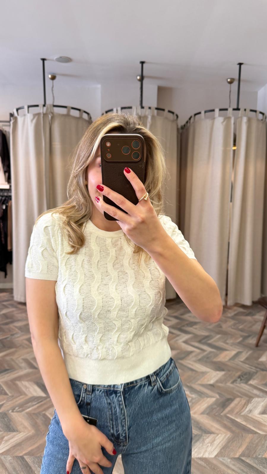 10788-DOKULU TRİKO BLUZ