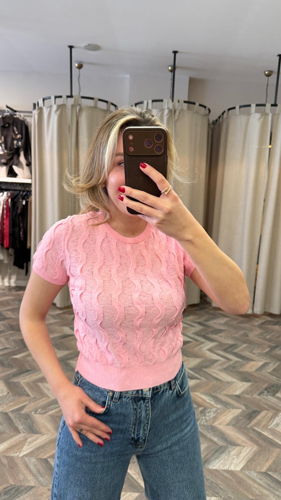 10788-DOKULU TRİKO BLUZ