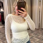 32763-KAYIK YAKA DANTEL TOP