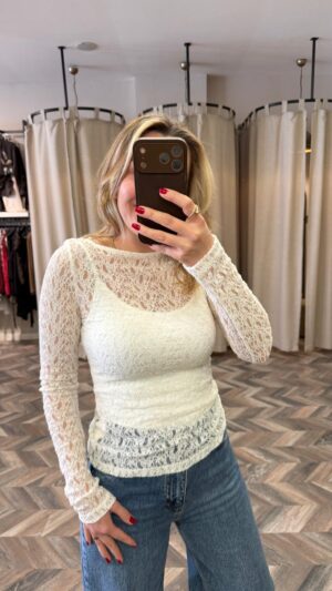 32763-KAYIK YAKA DANTEL TOP