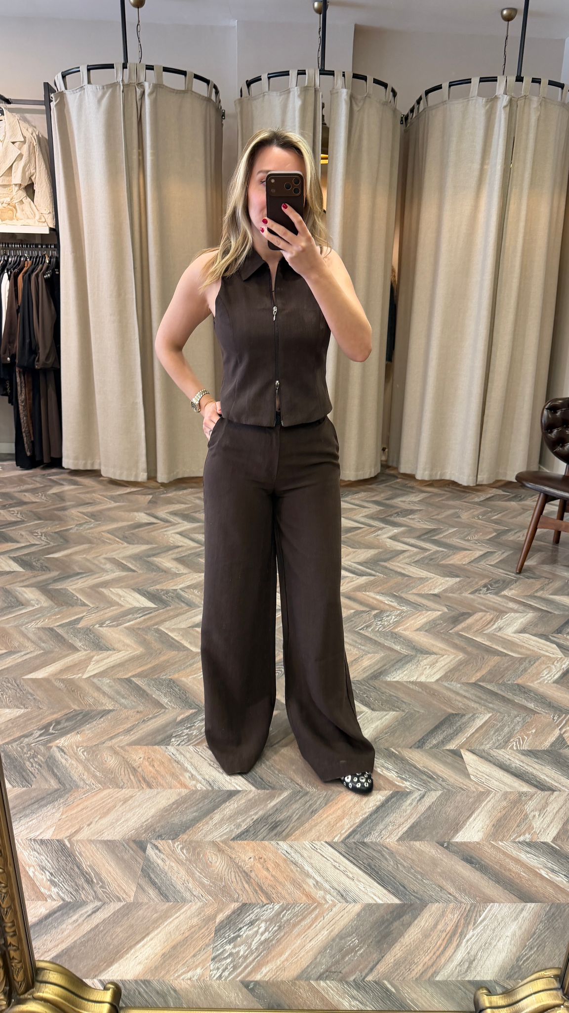 260882-FERMUARLI BLUZ PANTOLON TAKIM