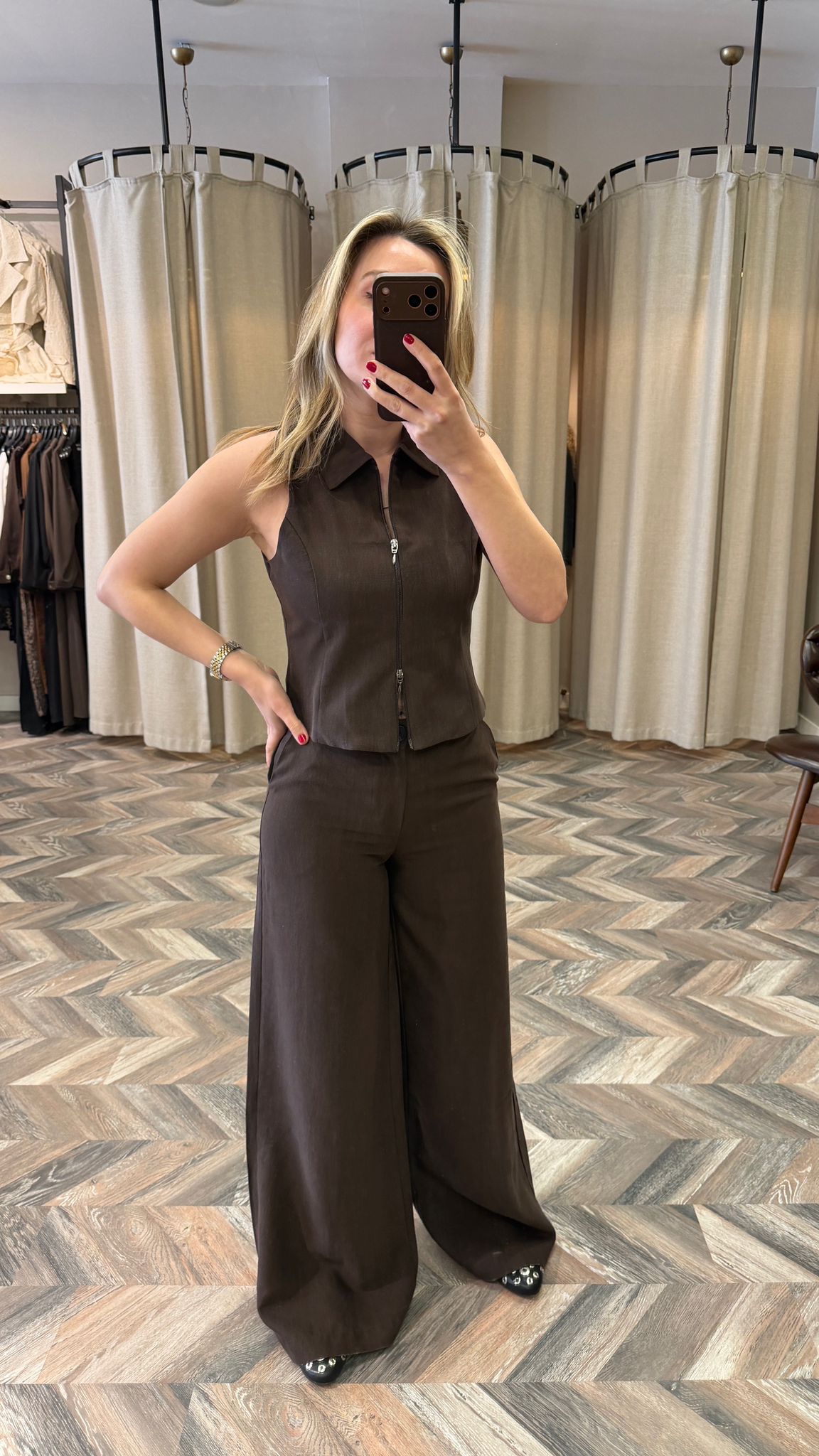 260882-FERMUARLI BLUZ PANTOLON TAKIM