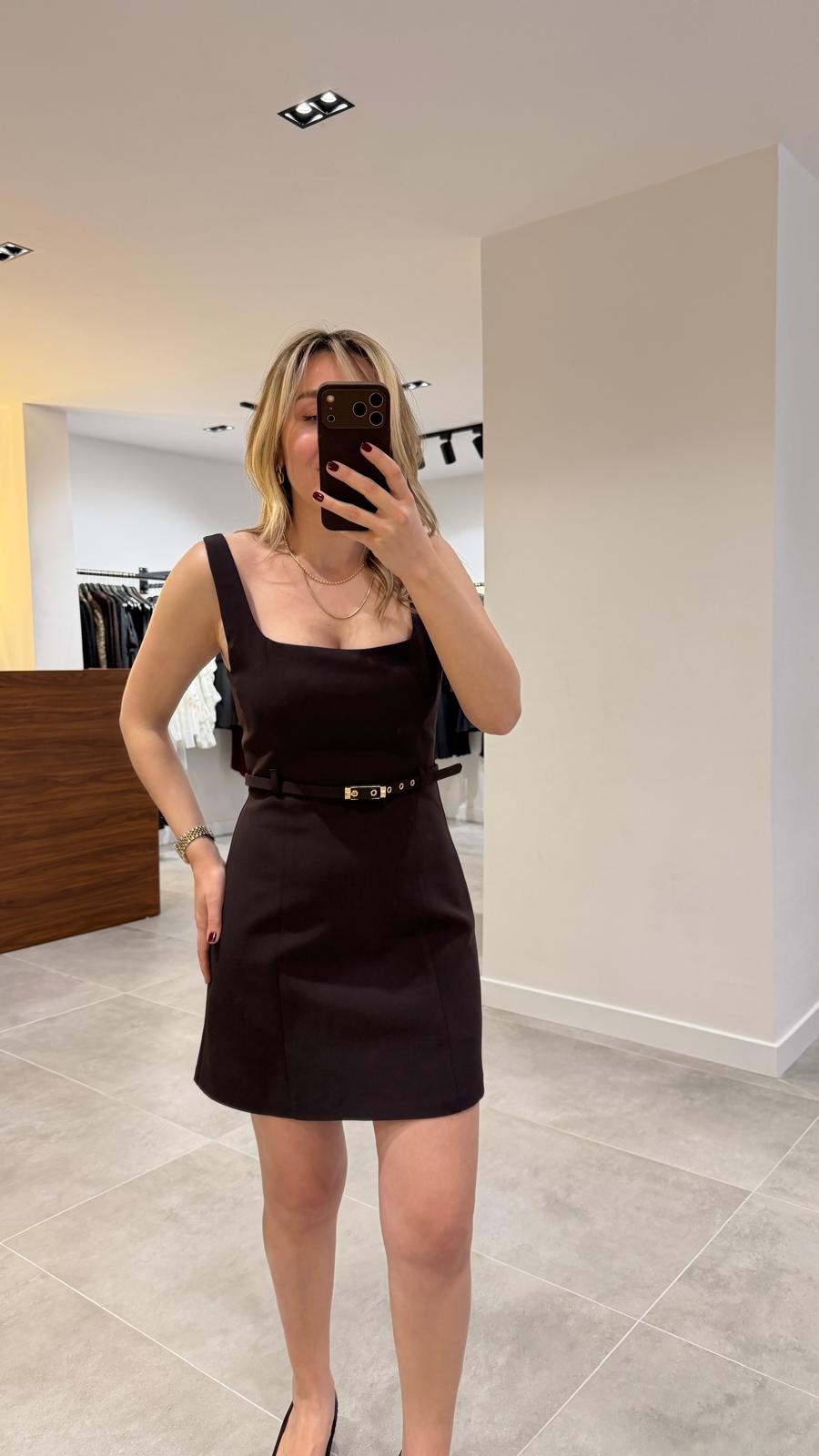 12419-KEMERLİ MİNİ ELBİSE