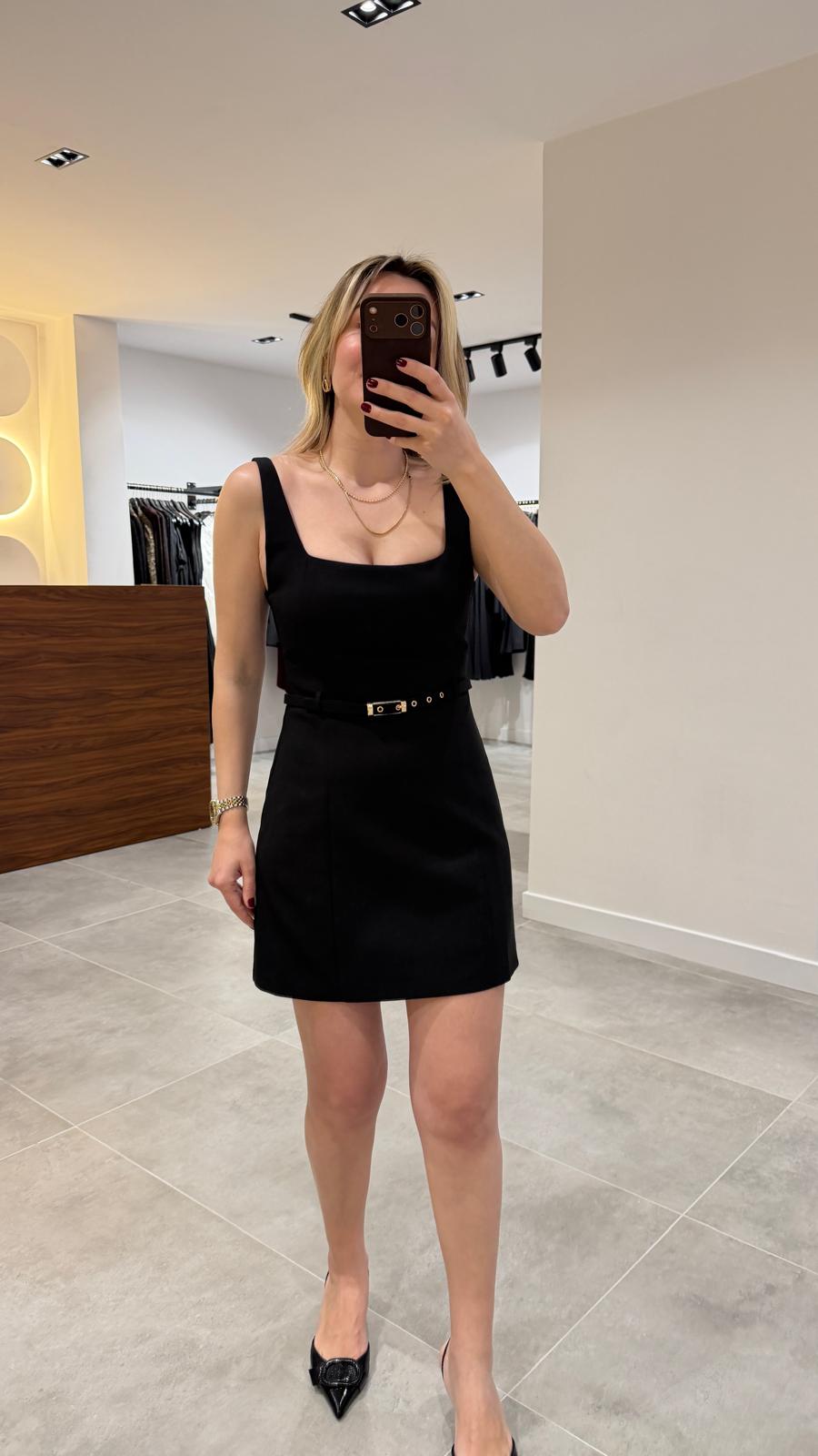 12419-KEMERLİ MİNİ ELBİSE