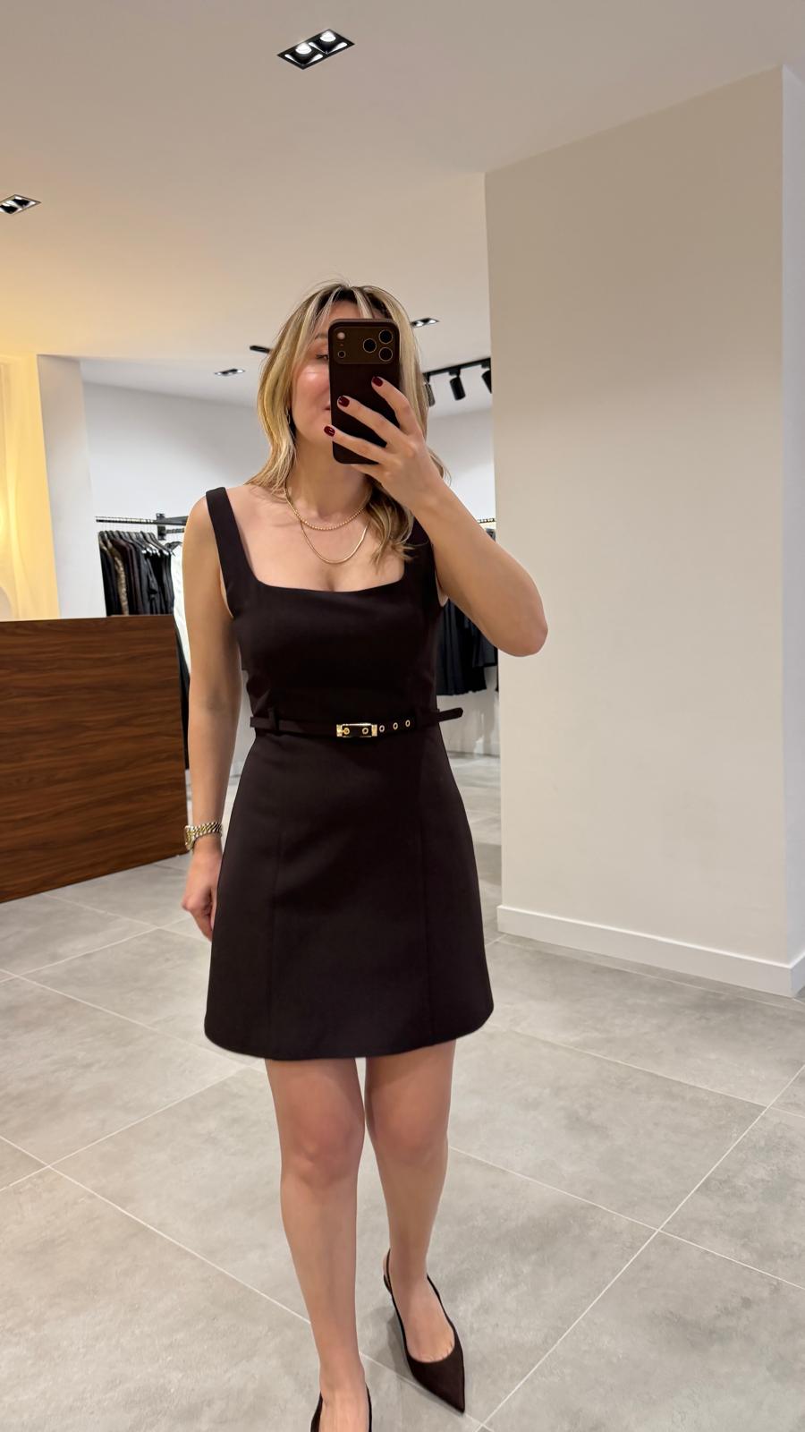 12419-KEMERLİ MİNİ ELBİSE