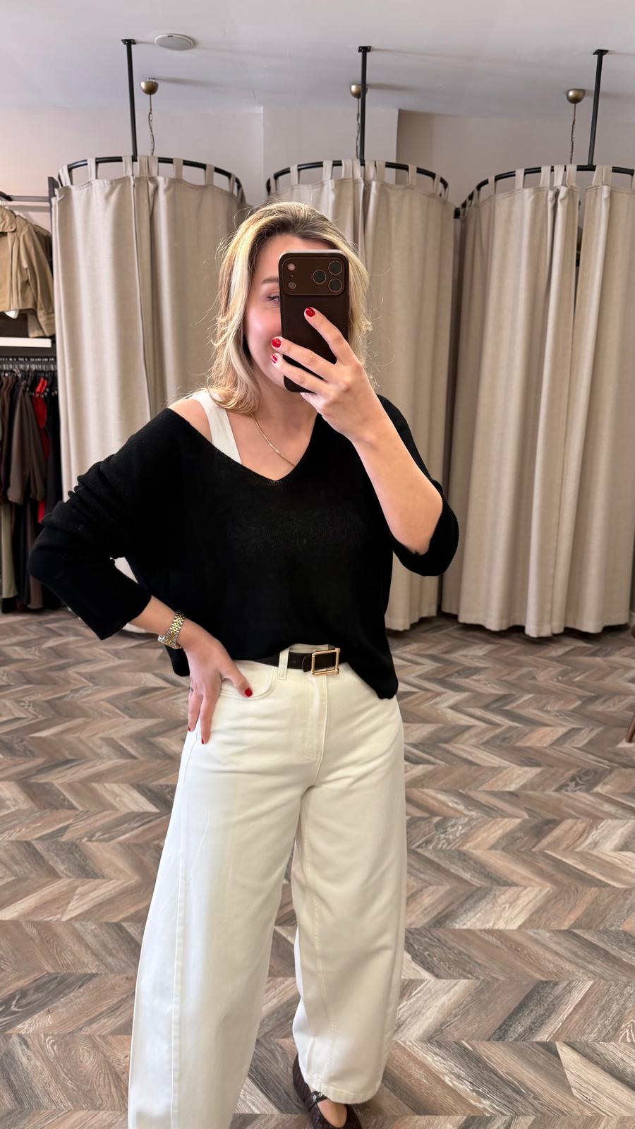 10869-V YAKA DÖKÜMLÜ KAZAK