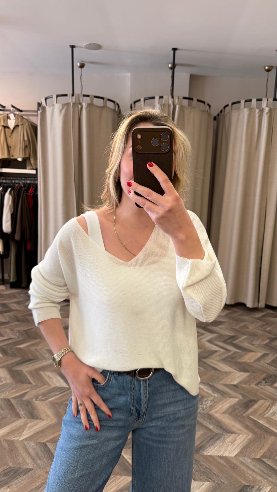 10869-V YAKA DÖKÜMLÜ KAZAK