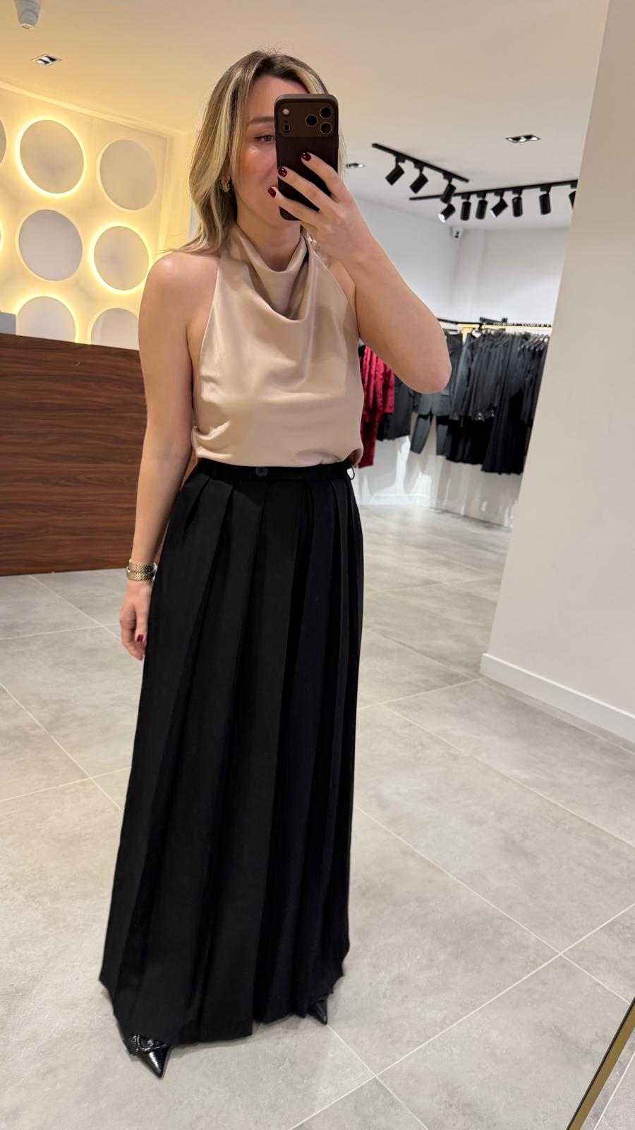 3330-HALTER YAKA SATEN BLUZ