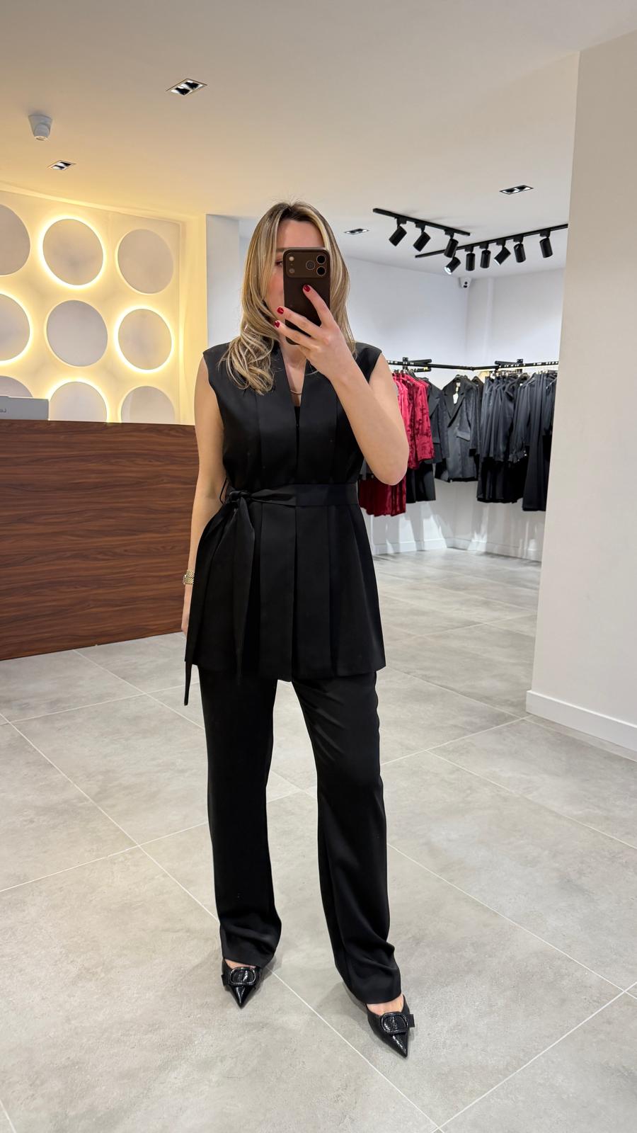 6004-KUŞAKLI SATEN YELEK