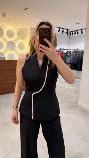 6596-İNCİ DTY ŞAL YAKA YELEK