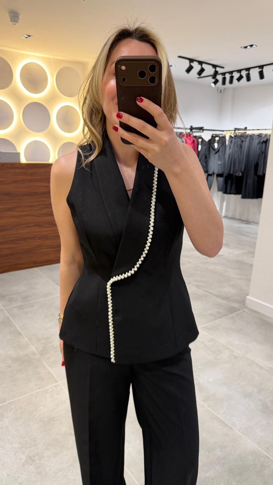 6596-İNCİ DTY ŞAL YAKA YELEK