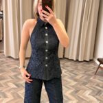8088-DANTEL GARNİLİ GÖMLEK-LACİVERT-M-