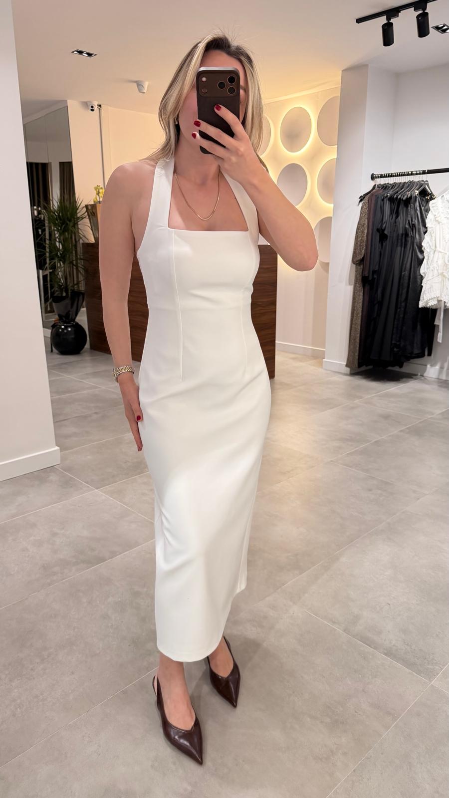 12329-ASKILI MİDİ ELBİSE