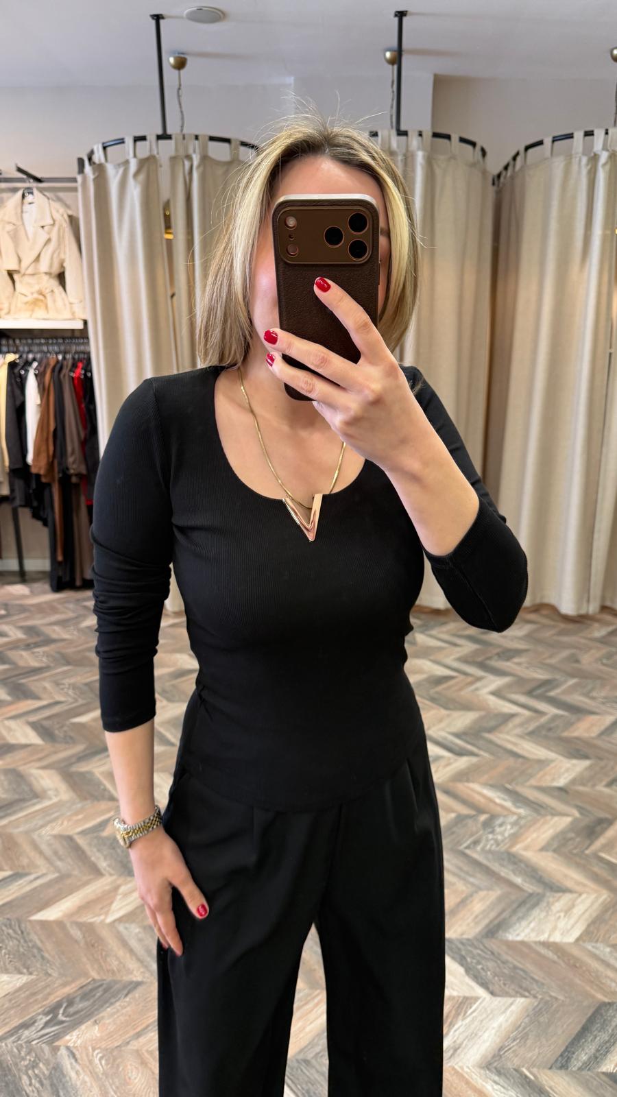 16334-V DEMİR UZUN KOL BLUZ