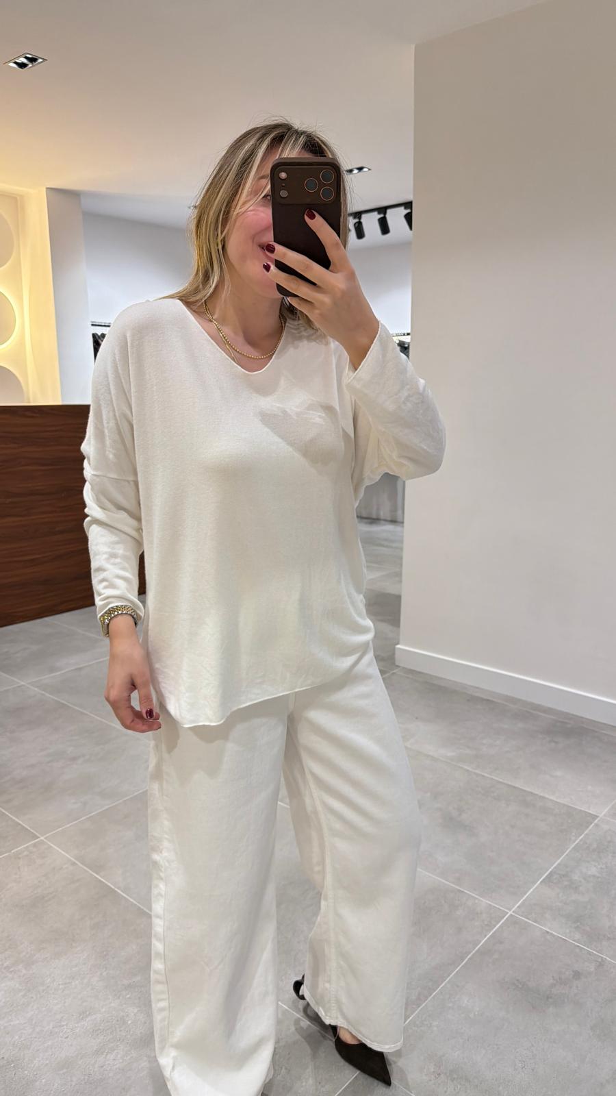 007-TRİKO BLUZ-BEYAZ-STD-