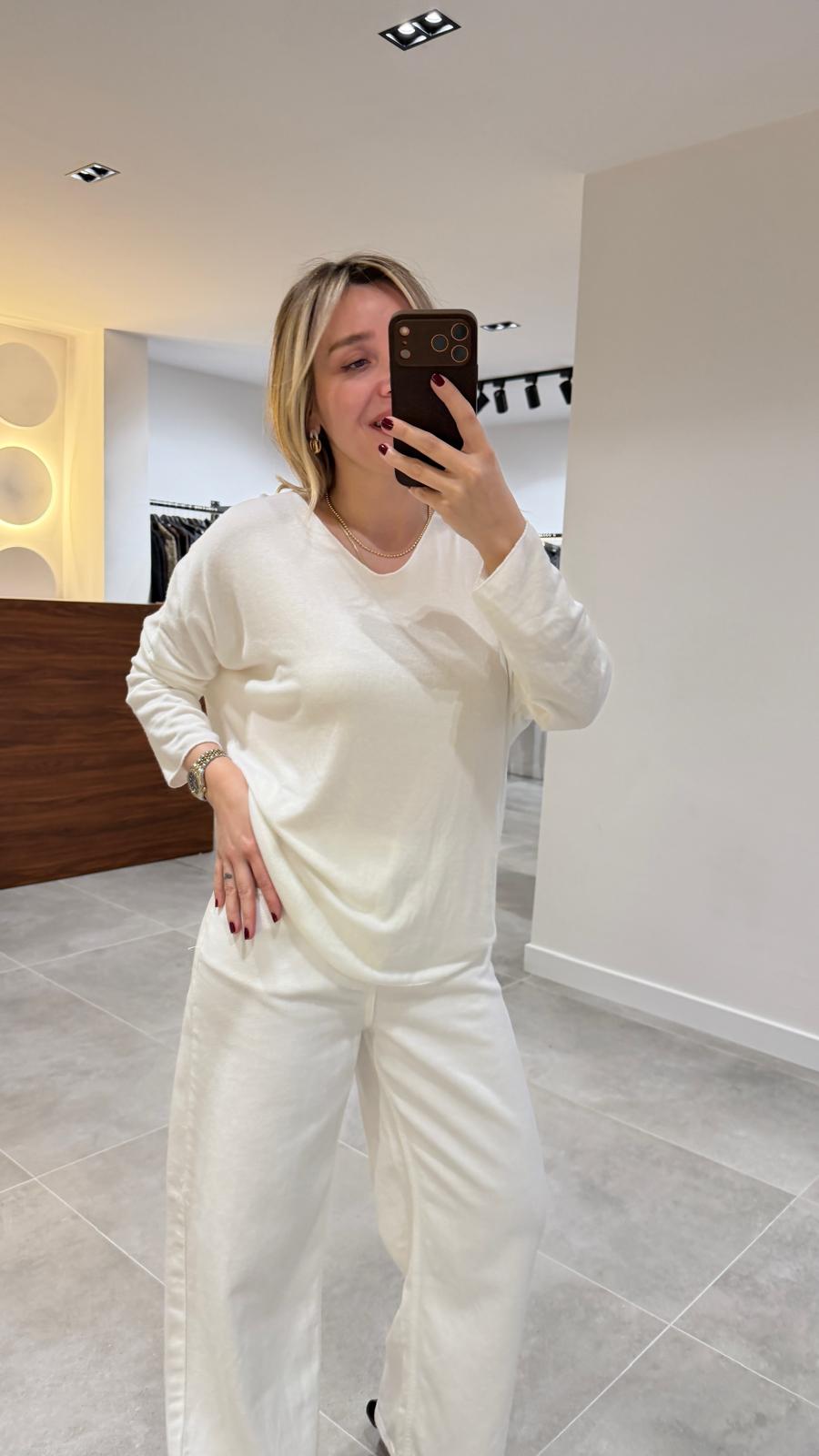 007-TRİKO BLUZ-BEYAZ-STD-