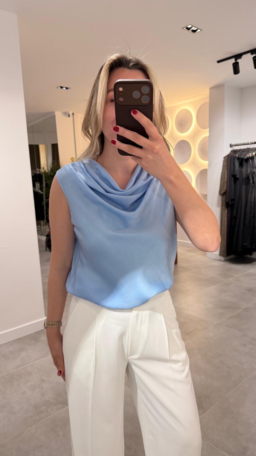 1226-SATEN DEGAJE YAKA BLUZ