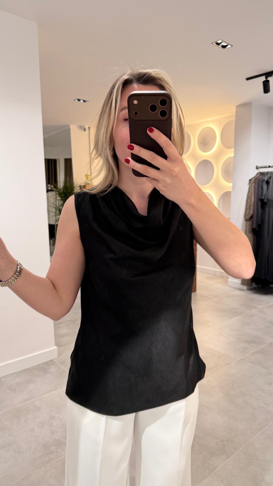 1226-SATEN DEGAJE YAKA BLUZ