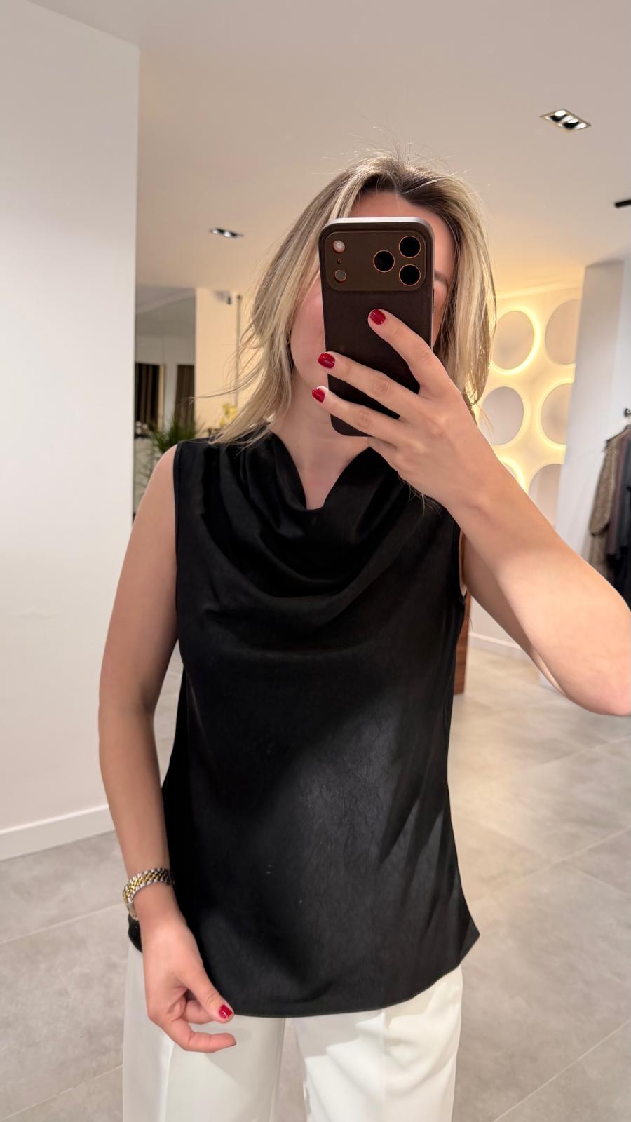 1226-SATEN DEGAJE YAKA BLUZ