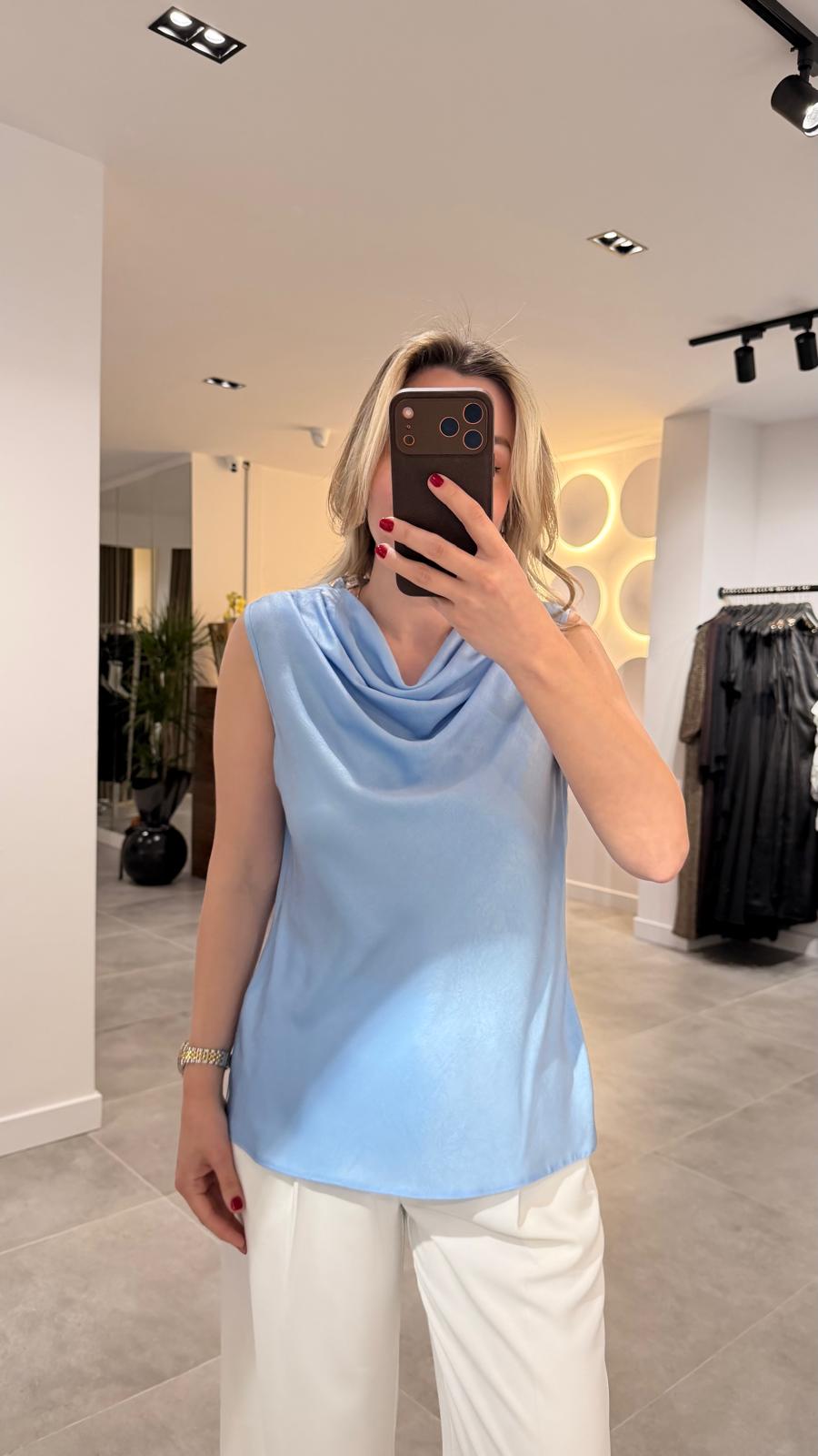 1226-SATEN DEGAJE YAKA BLUZ