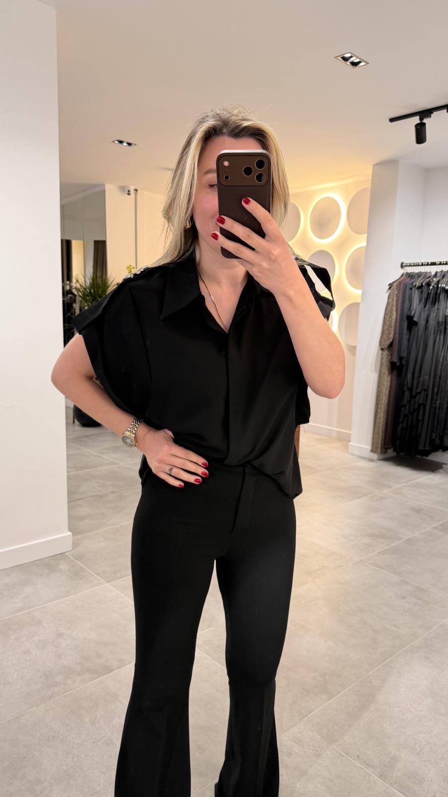 2040-AKSESUAR DTY KISA KOLLU GÖMLEK