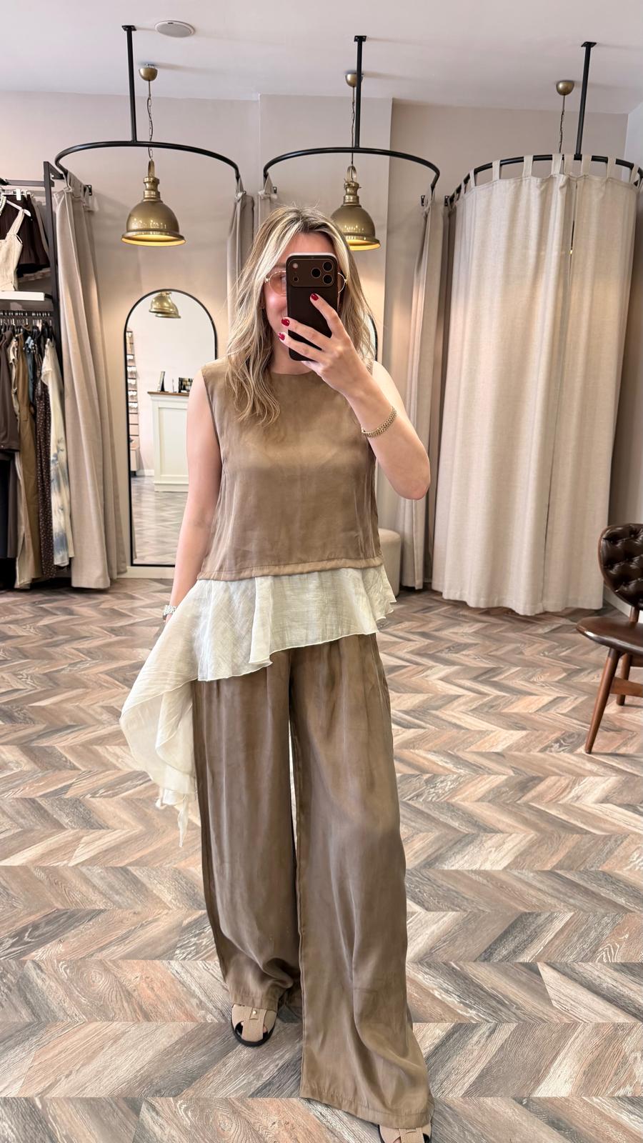 51391-GARNİLİ BLUZ PANTOLON TAKIM