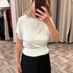 32574-KAYIK YAKA BÜZGÜLÜ TOP