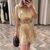 37458-GARNİLİ KISA KOL ELBİSE