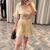 37458-GARNİLİ KISA KOL ELBİSE