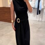262698-TOKALI KUŞAKLI ELBİSE