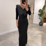 262731-PİLELİ DEGAJE YAKA ELBİSE