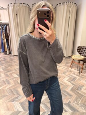 9064-TAŞLI ÖRME BLUZ