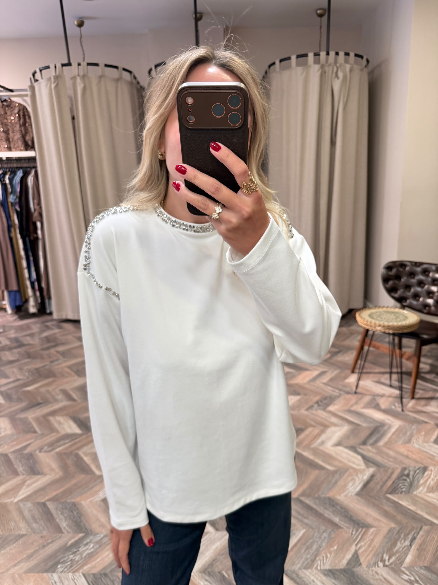 9064-TAŞLI ÖRME BLUZ